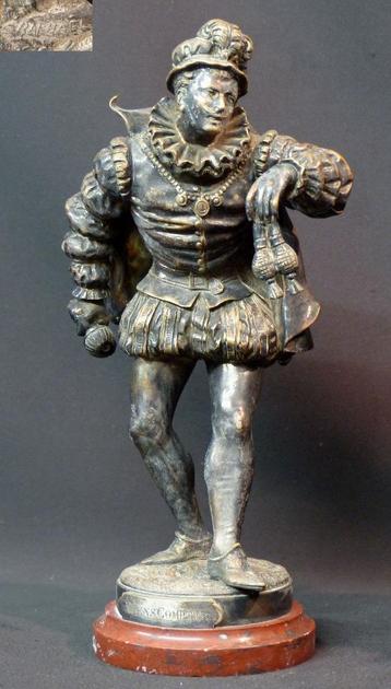 N1 1890 statue bronze RAPHAEL sculpture mousquetaire roi 3kg