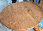 Ronde tafel diameter 120cm, Ophalen, 100 tot 150 cm, Vier personen, Teakhout