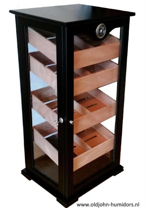 h87Z HUMIDOR-KABINET "VITRINE ROYAL" ZWART - MERK ANGELO, Collections, Articles de fumeurs, Briquets & Boîtes d'allumettes, Neuf