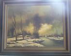 Rik mulders winterlandschap schilderij olieverf doek, Antiek en Kunst, Ophalen of Verzenden