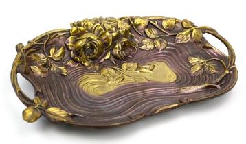 art nouveau bronzen schaal met bloemen beschikbaar voor biedingen