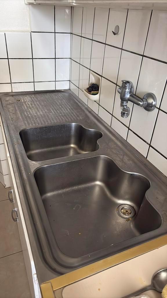 Spoelbakken inox 116 cm, Huis en Inrichting, Keuken | Keukenelementen, Gebruikt, 100 tot 150 cm, 50 tot 100 cm, 25 tot 50 cm, Grijs
