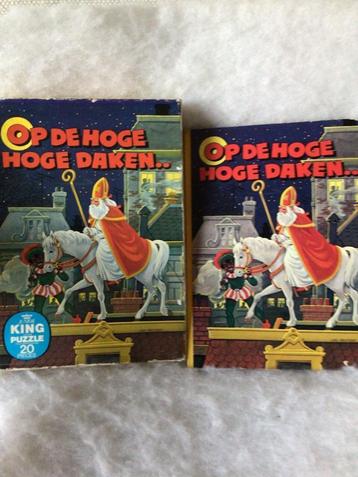Vintage boek en puzzel Sint. Op de hoge hoge daken.. beschikbaar voor biedingen