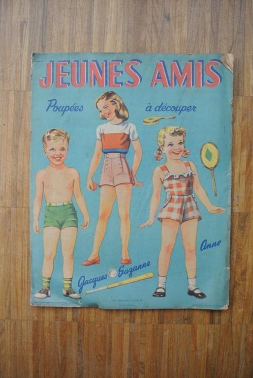 Oude papieren aankleedpoppen: Jeunes amis + posters, 1950, Antiek en Kunst, Antiek | Speelgoed, Ophalen of Verzenden