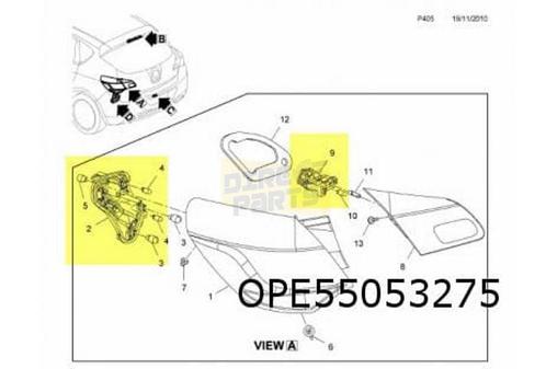 Opel Astra J achterlichtfittingplaat Links binnen OES! 12222, Auto-onderdelen, Verlichting, Opel, Nieuw, Ophalen of Verzenden