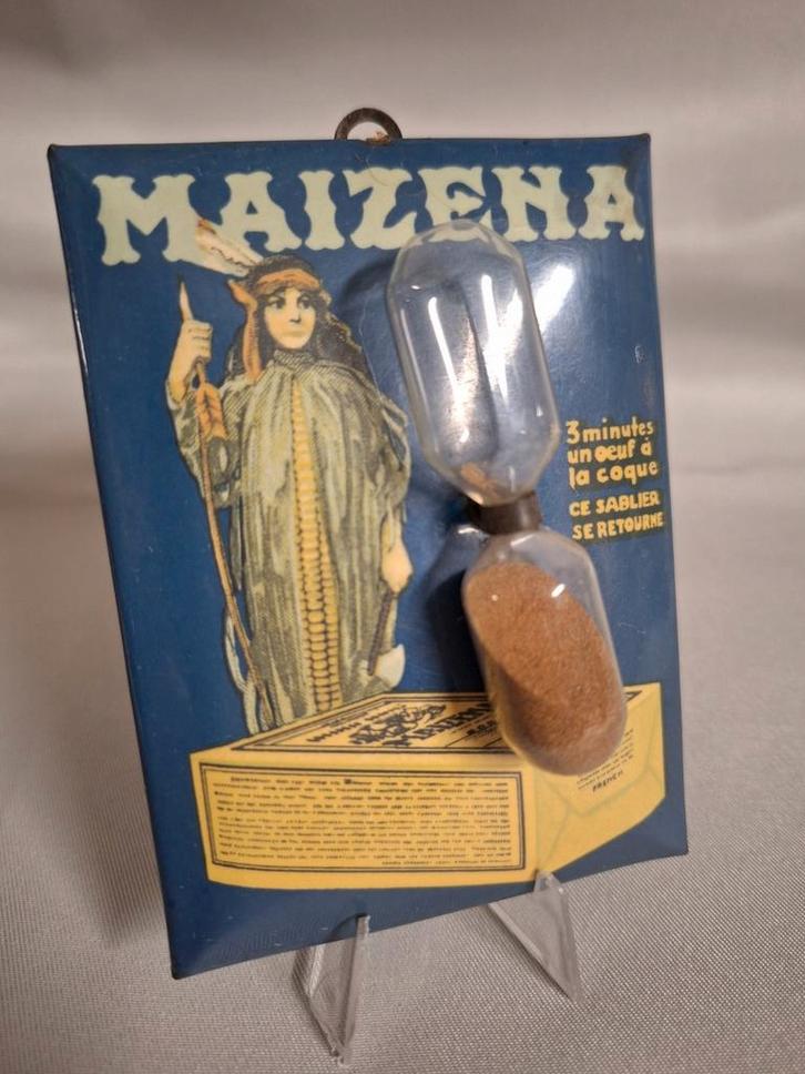 Reclame zandloper eierkoker Maïzena, Verzamelen, Merken en Reclamevoorwerpen, Gebruikt, Reclamebord, Ophalen of Verzenden