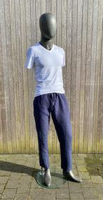 Blauwe 100 % linnen broek- heel goede staat - maat L, Kleding | Heren, Broeken en Pantalons, Maat 52/54 (L), Zo goed als nieuw