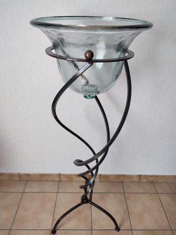 Pot de fleurs en verre sur support, 70 cm ou plus, Rond, Comme neuf, Enlèvement