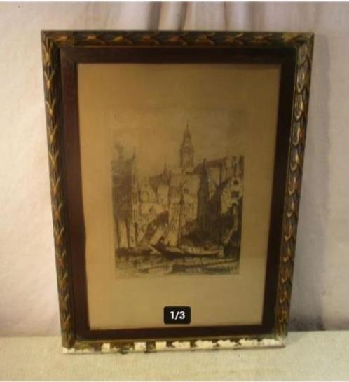 Belle gravure ancienne 'Koolvliet Anvers' - R Schaefer, Antiquités & Art, Art | Eaux-fortes & Gravures, Enlèvement ou Envoi