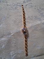 Goudkleurige armband met versiering, Ophalen of Verzenden, Roze