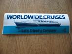 Worldwidecruises Baltic Shipping Company Sticker, Ophalen of Verzenden, Nieuw, Bedrijf of Vereniging