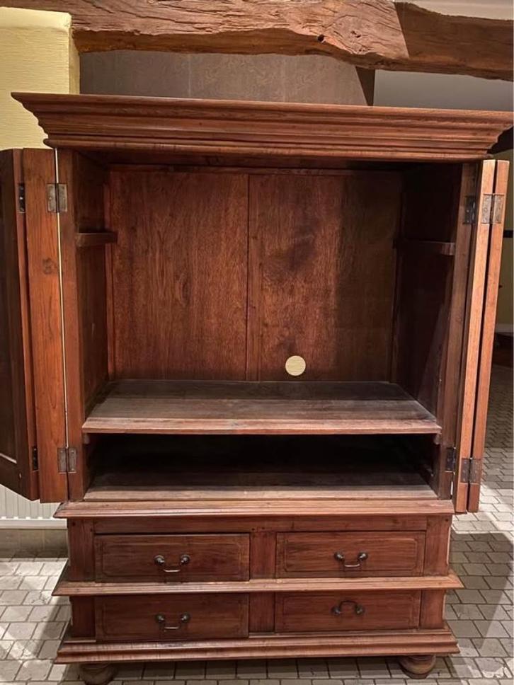 Teak houten TV-kast, Huis en Inrichting, Kasten |Televisiemeubels, Gebruikt, 150 tot 200 cm, 100 tot 150 cm, 50 tot 75 cm, Teakhout