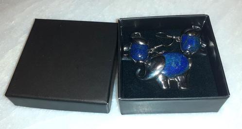 Juwelenset vintage olifant met lapis lazuli, Handtassen en Accessoires, Edelstenen, Nieuw, Verzenden