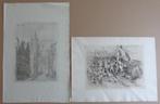 HENDRIK (RIK) SCHAEFFELS / LOT 2 WERKEN / ZW-W ETS / 50x33cm, Antiek en Kunst, Kunst | Etsen en Gravures, Ophalen of Verzenden