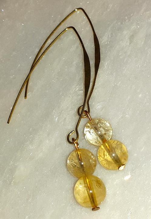 oorbellen parels citrien, Bijoux, Sacs & Beauté, Boucles d'oreilles, Jaune, Avec pierre précieuse, Envoi