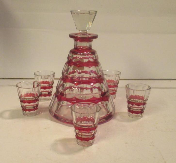 art deco kristallen likeurset Val saint lambert, Antiek en Kunst, Antiek | Glaswerk en Kristal, Verzenden