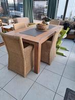 Eetkamerstoelen  6 stuks, Huis en Inrichting, Stoelen, Ophalen, Bruin, Riet of Rotan, Zo goed als nieuw