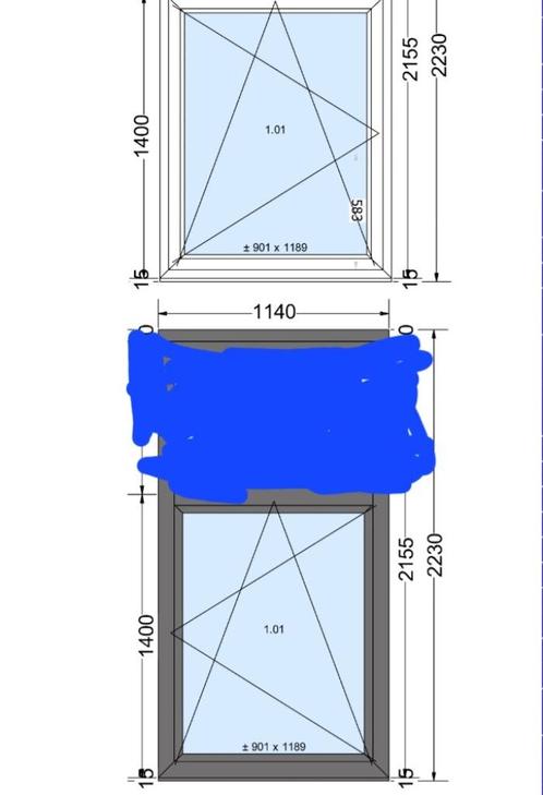 Châssis en PVC Double Vitrage, Bricolage & Construction, Vitres, Châssis & Fenêtres, Utilisé, Fenêtre de façade ou Vitre, Double vitrage