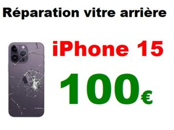 Remplacement vitre arrière iPhone 15 pas cher 100€ beschikbaar voor biedingen