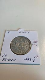 België 20 frank 1934 fr zilver, Postzegels en Munten, Munten | België, Ophalen of Verzenden, Zilver