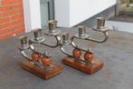 2 Art-Deco kandelaars, Vintage , Chroom Hout, Antiek en Kunst, Ophalen of Verzenden
