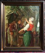 Geschilderd op canvas en ingelijst. De visverkoopster, Ophalen