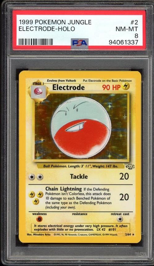 Électrode Holo PSA 8 - 2/64 - Jungle 1999, Hobby & Loisirs créatifs, Jeux de cartes à collectionner | Pokémon, Comme neuf, Cartes en vrac