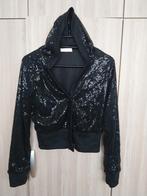 Glittervestje met kap, maat 36-38, Enlèvement, Taille 36 (S), Noir