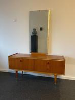 Retro Commode/TV-Kast met Spiegel – Vintage Lowboard, Huis en Inrichting, Ophalen, 100 tot 150 cm, Teakhout, Zo goed als nieuw