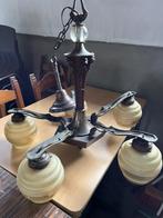 Vintage luster/hanglamp met houten accenten, Maison & Meubles, Lampes | Lampes de table, Comme neuf, Enlèvement