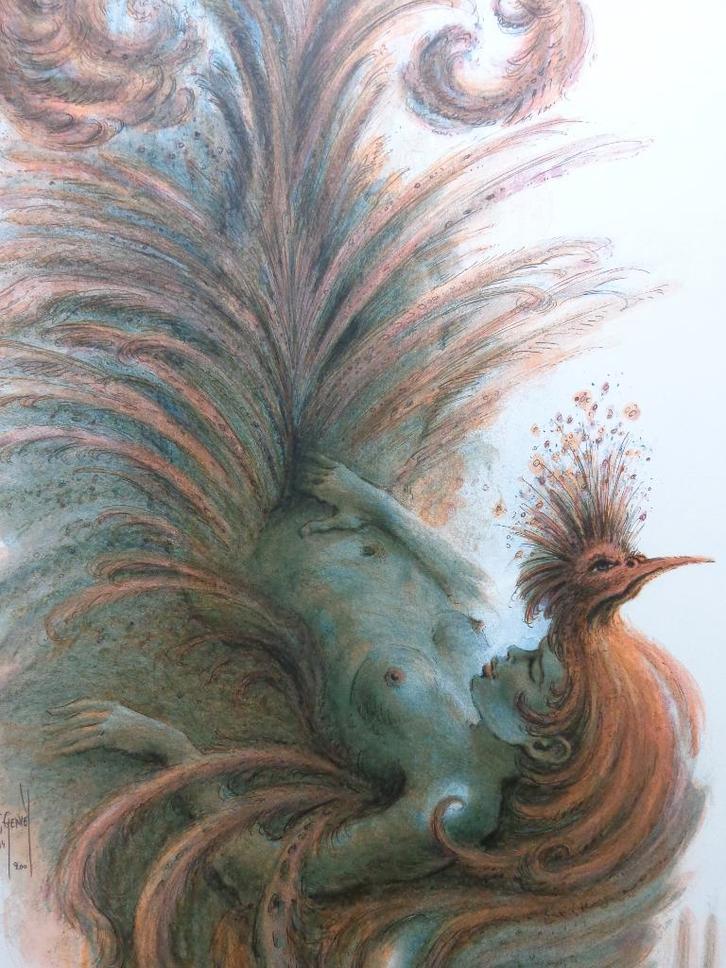 FRANCIS SAINT-GENIES / VROUWELIJK NAAKT / KLEURLITHO 76x56cm, Antiek en Kunst, Kunst | Litho's en Zeefdrukken, Ophalen of Verzenden