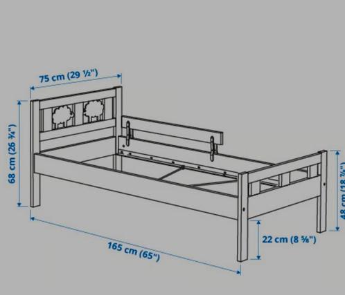 Cadre de lit IKEA avec sommier à lattes, Kinderen en Baby's, Kinderkamer | Bedden, Lattenbodem, Ophalen