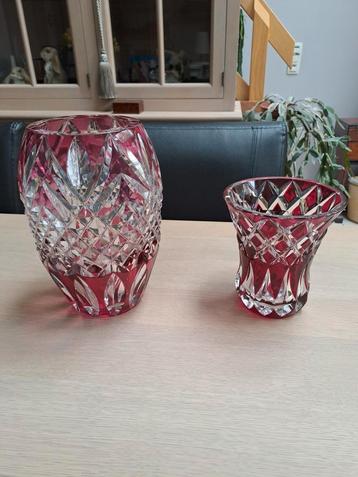 2 vases en Christal Val Saint Lambert de 25 et 15 cm .