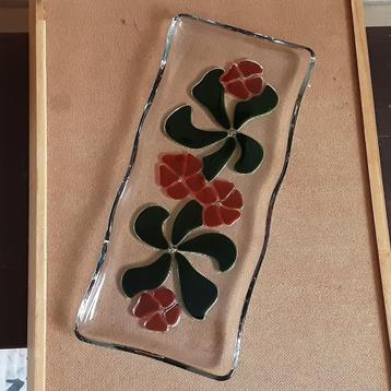 Prachtige Walther Glazen vintage schaal 33x15cm beschikbaar voor biedingen
