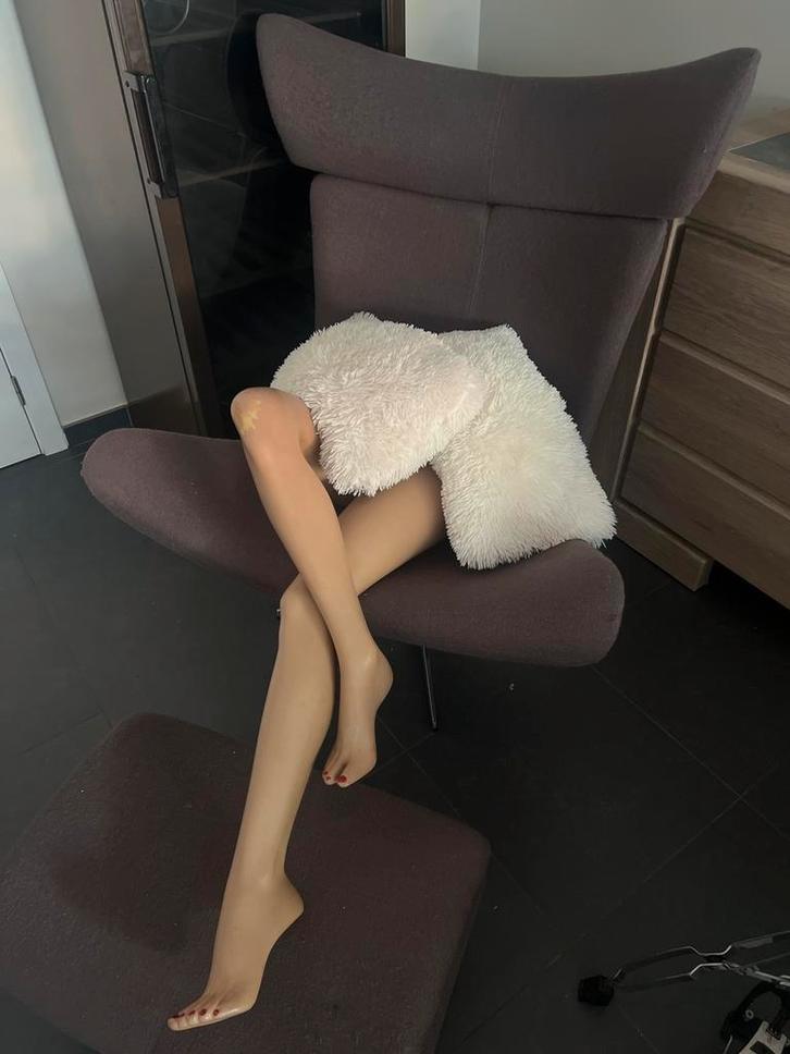 Vintage Design loungezetel met hocker, Huis en Inrichting, Stoelen, Zo goed als nieuw, Stof, Grijs, Ophalen of Verzenden