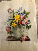Fijn oud bloemenschilderij 18 x 13 cm, Antiek en Kunst, Ophalen of Verzenden