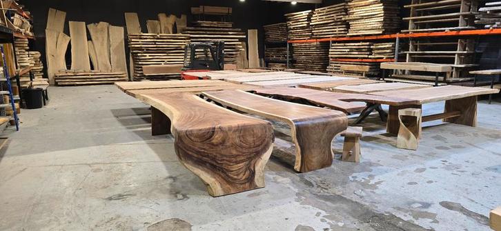 meubles en tronc d'arbre, table de jardin, banc, meubles de, Jardin & Terrasse, Tables de jardin, Neuf, Bois, Enlèvement ou Envoi