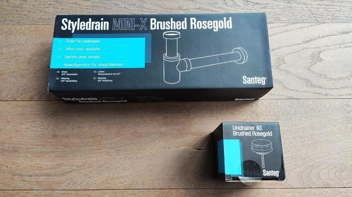 Crepine en afvoer brushed rosegold van Santeg, Doe-het-zelf en Bouw, Sanitair, Nieuw, Wastafel, Koper, Ophalen of Verzenden