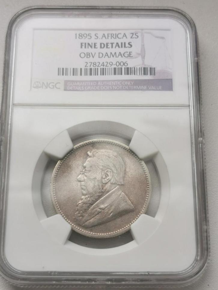 Zuid Africa,2 Shillings 1897 XF Details,NGC, zilver, Postzegels en Munten, Munten | Afrika, Losse munt, Zuid-Afrika, Zilver, Ophalen of Verzenden