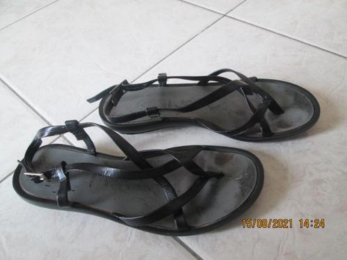 Sandales à brides en cuir noir « DXXZ » P : 37, Kleding | Dames, Schoenen, Gedragen, Sandalen of Muiltjes, Zwart, Ophalen