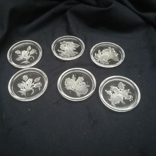 VAL SAINT LAMBERT: 6 onderzetters, Antiek en Kunst, Antiek | Glaswerk en Kristal, Ophalen of Verzenden