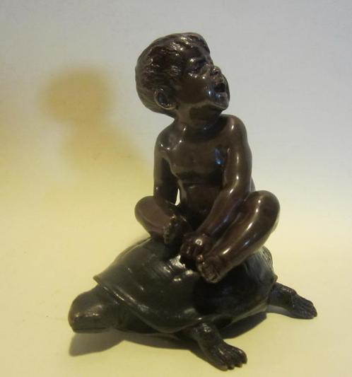 Bronze ancien : garçon sur une tortue ; Antoine BOFILL ; ver, Antiquités & Art, Antiquités | Bronze & Cuivre, Bronze, Envoi