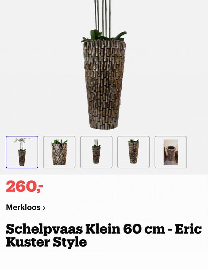 schelpvaas, Tuin en Terras, Bloembakken en Plantenbakken, Zo goed als nieuw, Steen, Binnen, 30 tot 60 cm, Minder dan 60 cm, Rond