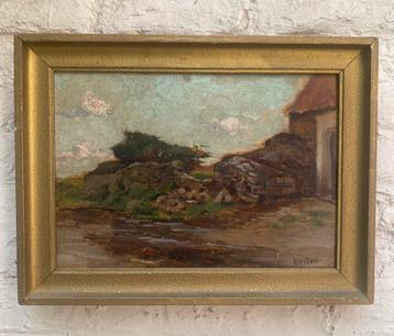 Huile sur panneau en bois signé Bastien