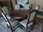 table ronde ancienne avec 2 rallonges et 6 chaises., Enlèvement ou Envoi