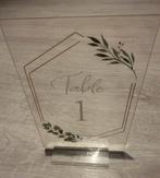 10 tafelnummers in plexi, Hobby en Vrije tijd, Feestartikelen, Ophalen, Zo goed als nieuw