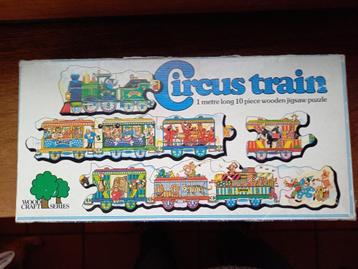 Puzzle bois vintage train cirque 