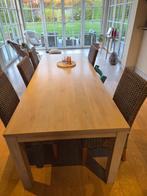 Eettafel+zes stoelen, Ophalen, Gebruikt, 4 tot 6 stoelen