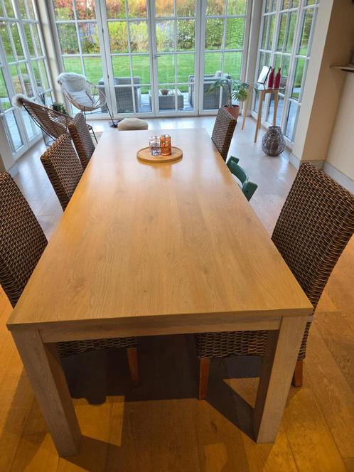 Eettafel+zes stoelen, Huis en Inrichting, Complete eetkamers, Gebruikt, 4 tot 6 stoelen, Ophalen