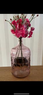 Grote roze vaas & kleinere vaas, Huis en Inrichting, Woonaccessoires | Vazen, Ophalen, Gebruikt, Overige kleuren, Glas